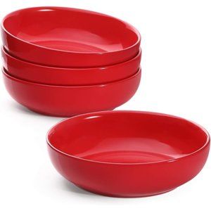 Set of 4 Red Large Salad and Serving Bowls